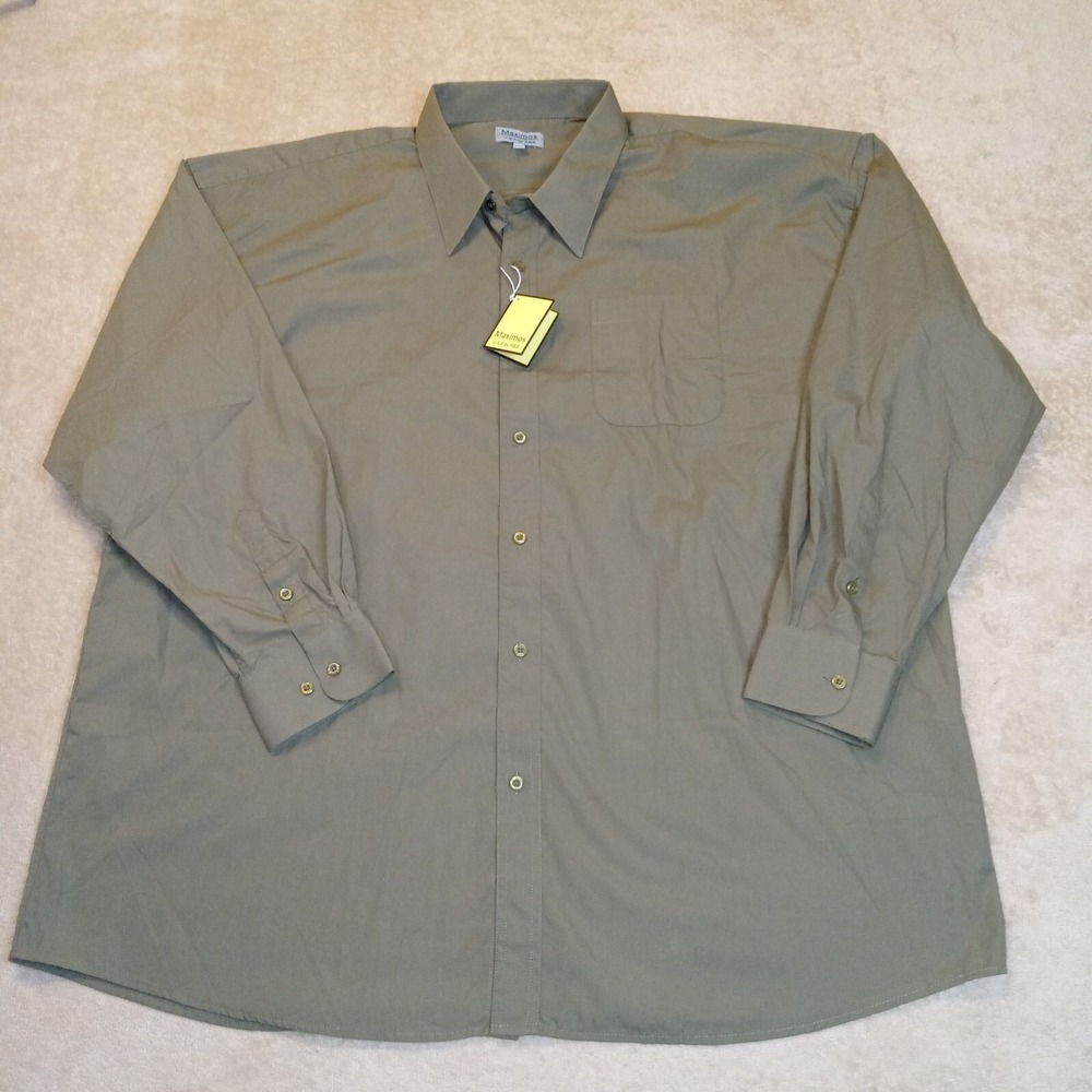 Maximos USA by R&B NWT Men's 3XL XXXL Long Sleeve Button Up Shirt Olive